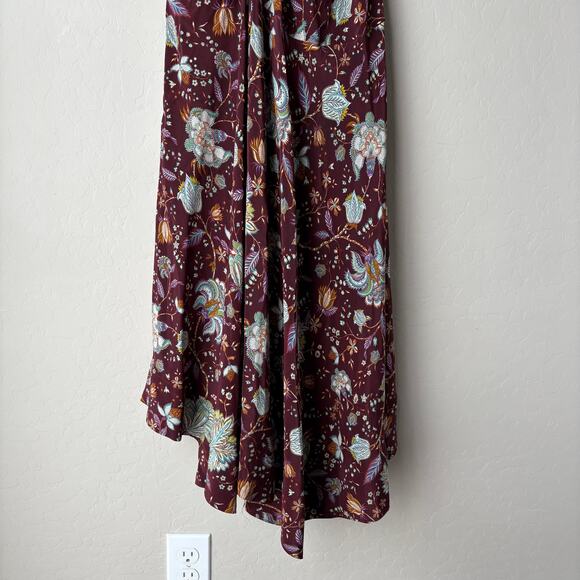 Ulla Johnson Dress‎ Silk Floral Puff Sleeve Red Ruched Heleen Midi Dress Size 0 - Picture 4 of 9